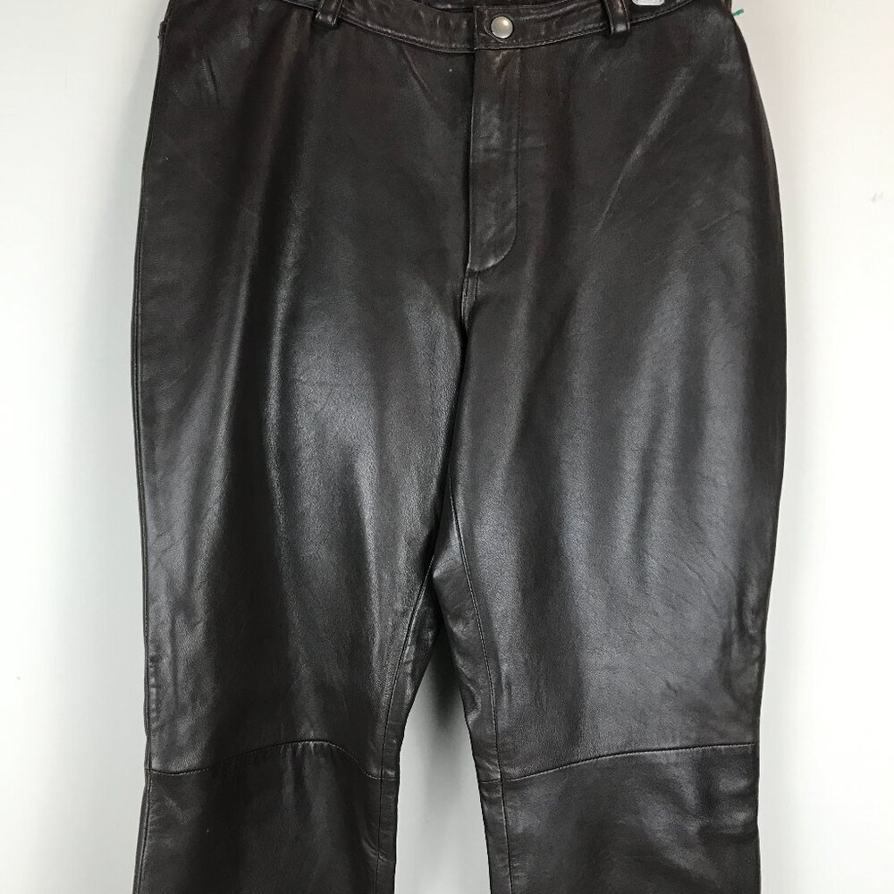 Womens Eddie Bauer Brown Leather Pants Size 6P